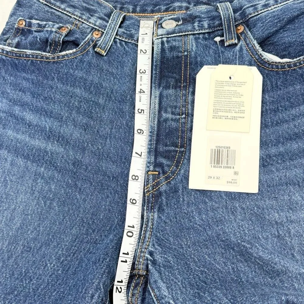 Levi’s Premium Denim 501 Rolled Hem Straight Jeans 29x32 Medium Dark Wash Button
